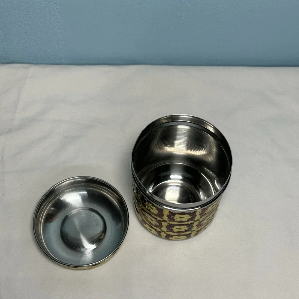 Meenakari Stainless Steel Box Peacock Lid Indian Decorative Canister Dabba